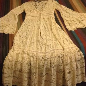 Boho Lace Flare-Sleeve Duster